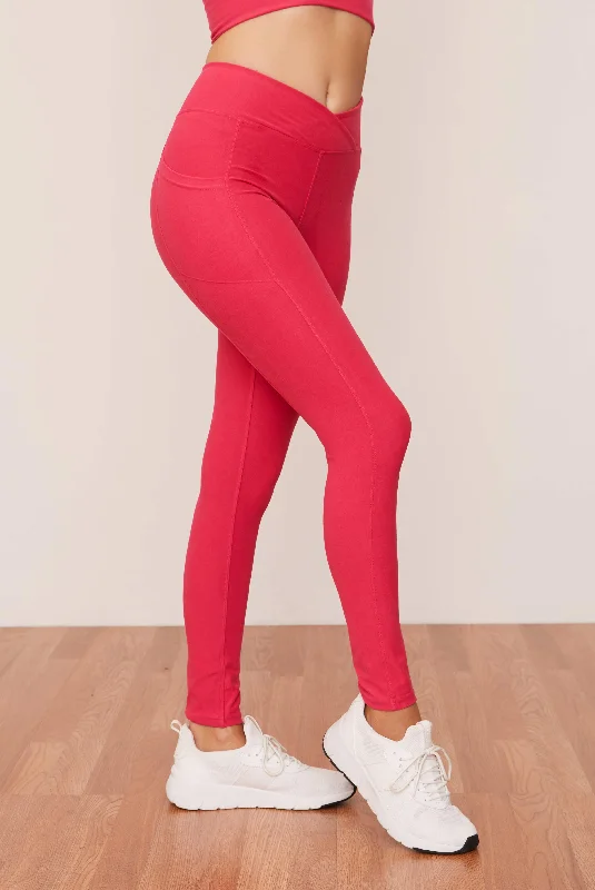 Cold-core sports legging -Lychee Ruched Crossover Pocket Legging