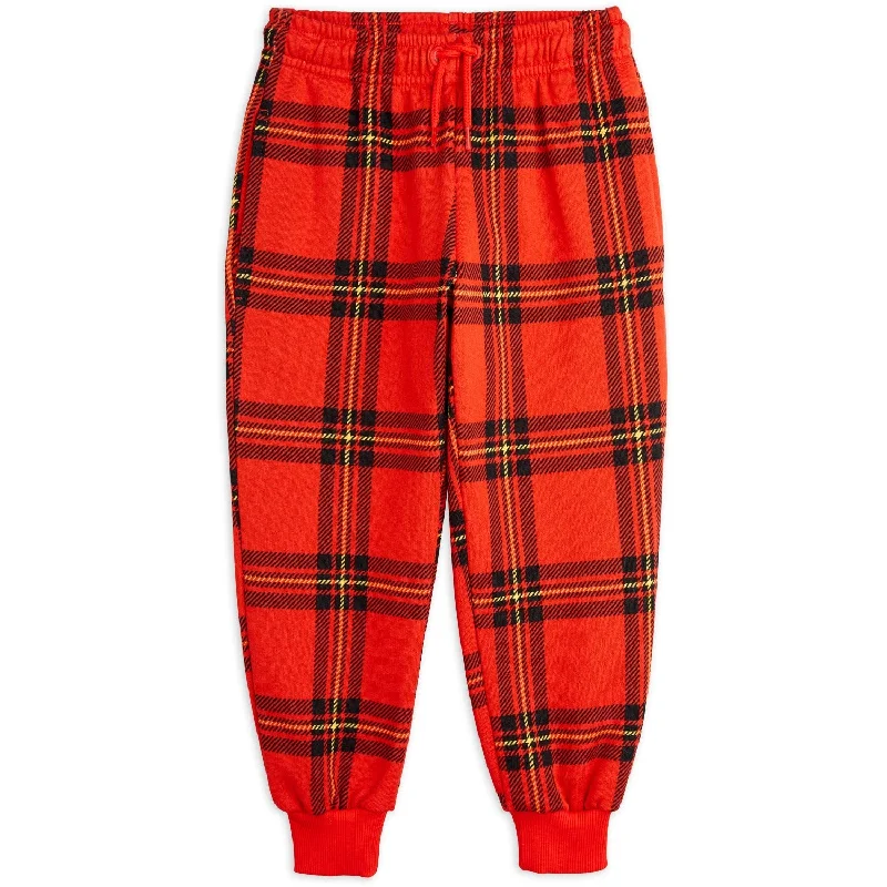 Heat-core sports pant -Mini Rodini Red Check Aop Sweatpants