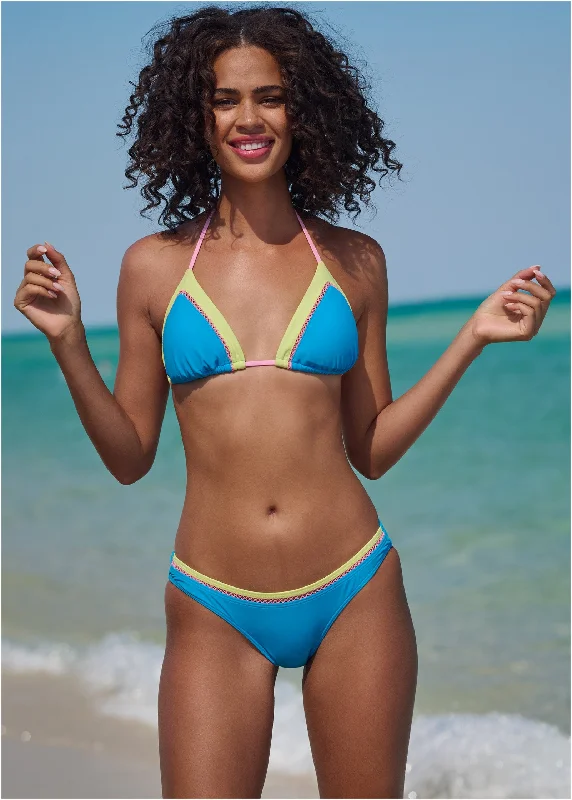 Fade-fit swimwear -Diamond Stitch Bottom - Soft Seas