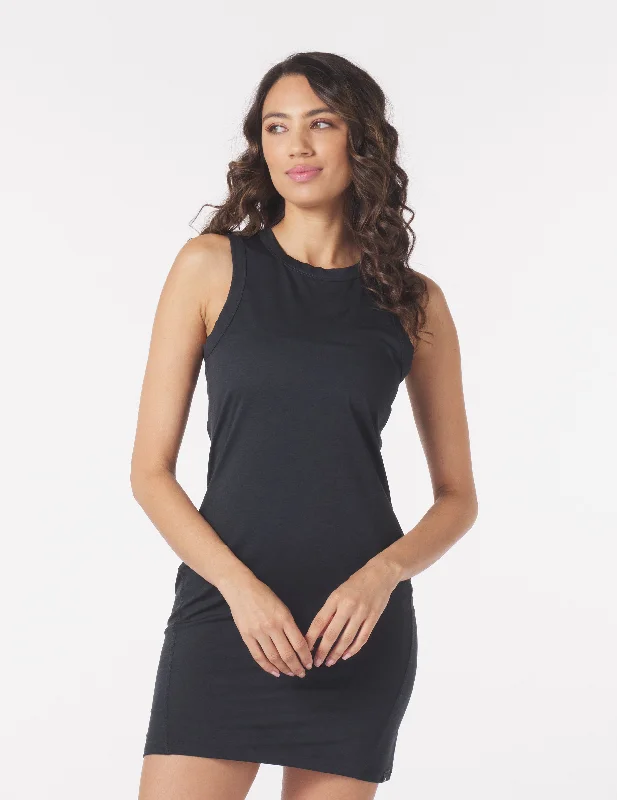 Halter-core swimwear -Effortless Dress: Black Marble