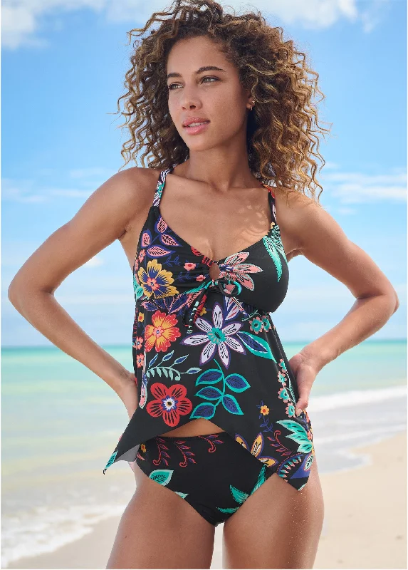 Fade-core swimwear -Fiji Mid Rise Moderate Bottom - Moonlit Florals