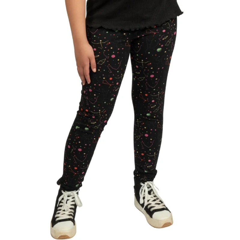 Dry-core sports legging -Rainbow Constellations Glow-in-the-Dark Kids Leggings with Pockets