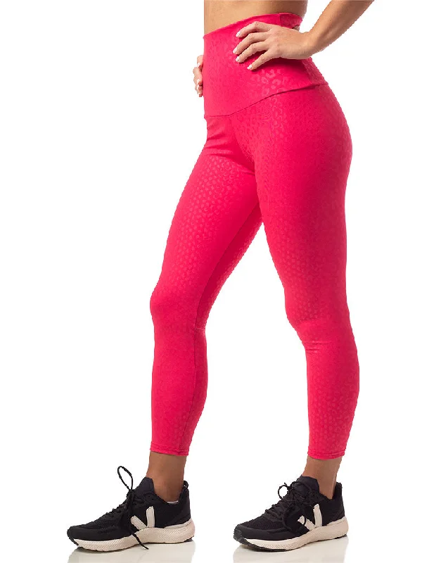 Warm-fit sports legging -Embossed Leopard 7/8 Legging Cherry