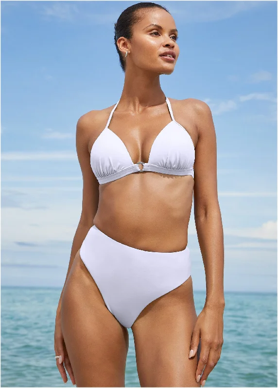 Smooth-core swimwear -Tahiti High Rise Moderate Bottom - Pearl White