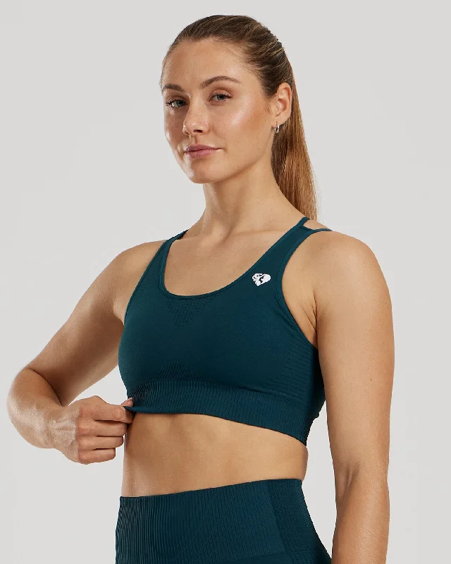 Silk Citron Sports Bra for Ease -Power Seamless Sports Bra | Dark Moss