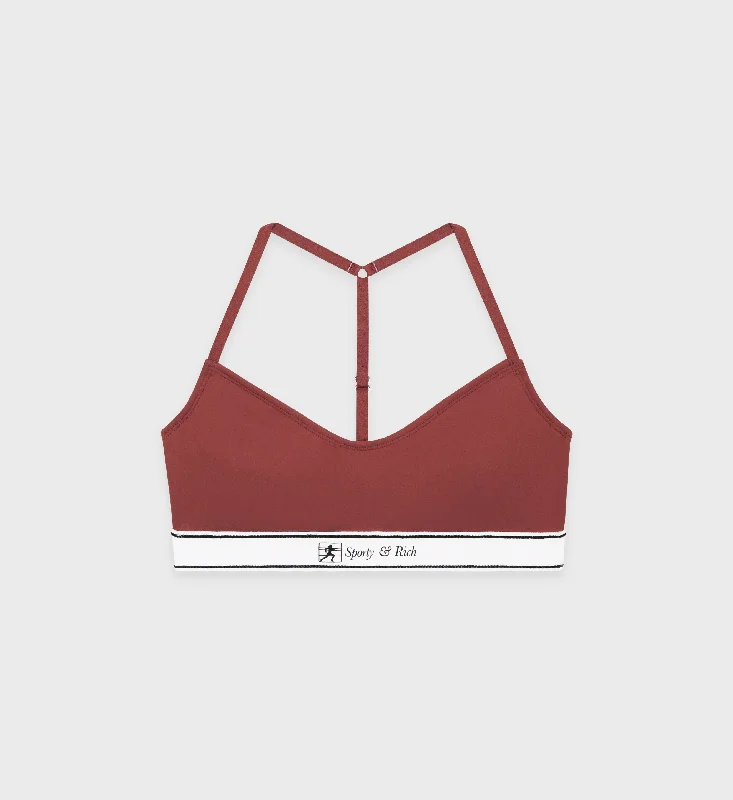 Violet Warm Sports Bra for Zumba -Runner Script Sports Bralette - Maroon