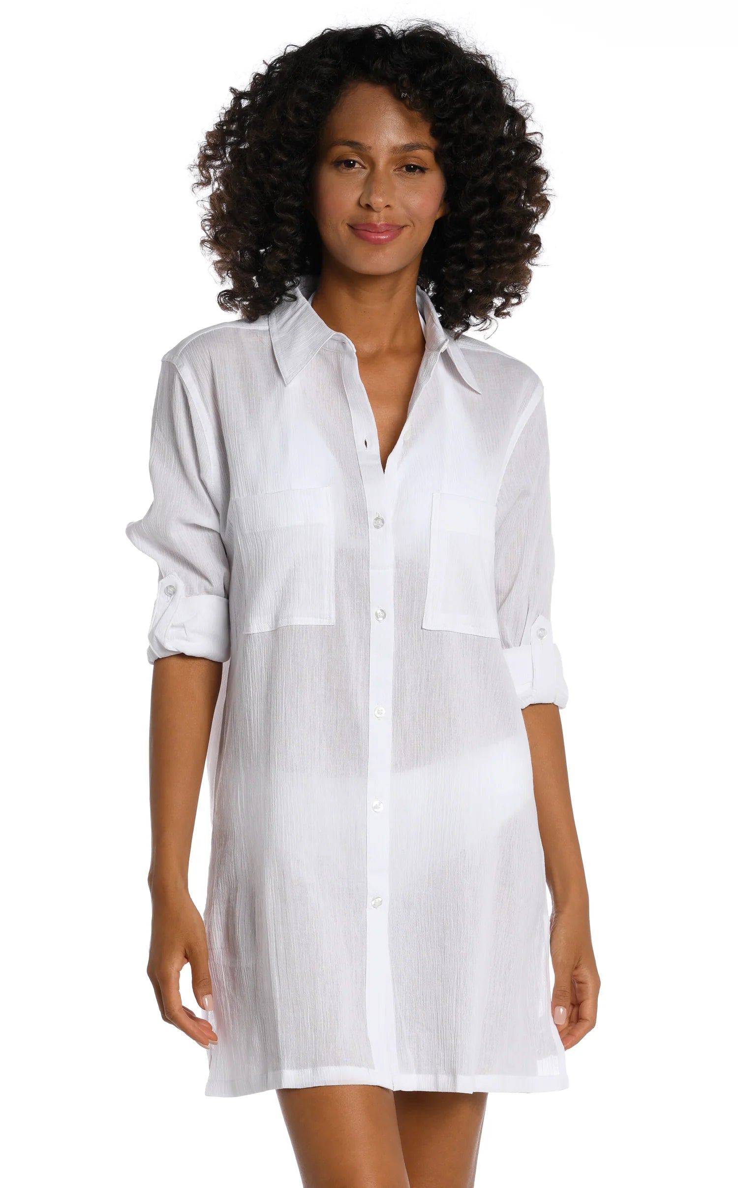 Smooth-fit swimwear -La Blanca Island Fare White Resort Button Down Shirt Cover Up