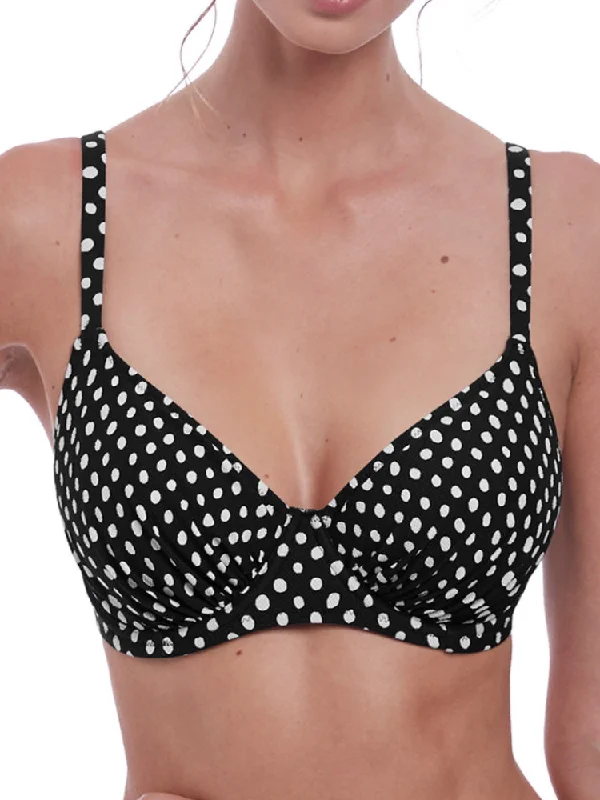 Stripe-fit swimwear -Santa Monica Gathered Bikini Top - Black/White