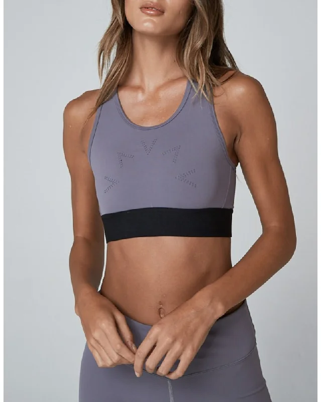 Navy Secure Sports Bra for Visibility -Varley Aspen Bra - Womens - Excalibur Grey