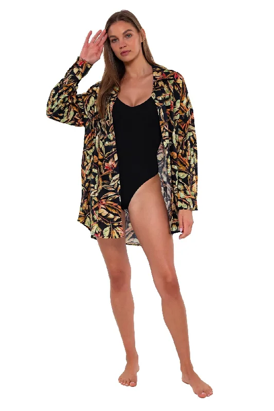 Plus-size fit swimwear -Sunsets Retro Retreat Delilah Shirt