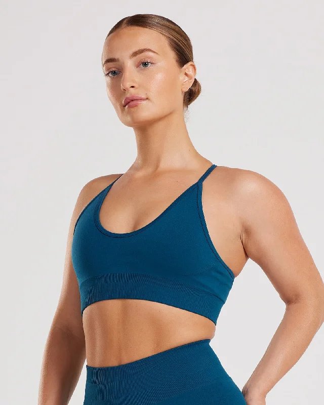 Soft Glide Sports Bra for Casual -Define Seamless Racer Back Bra | Teal