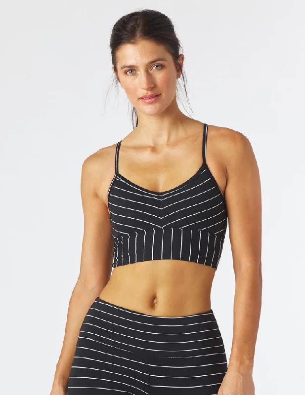 Violet Clean Sports Bra for Rest -Premier Bra: Black / White Pinstripe