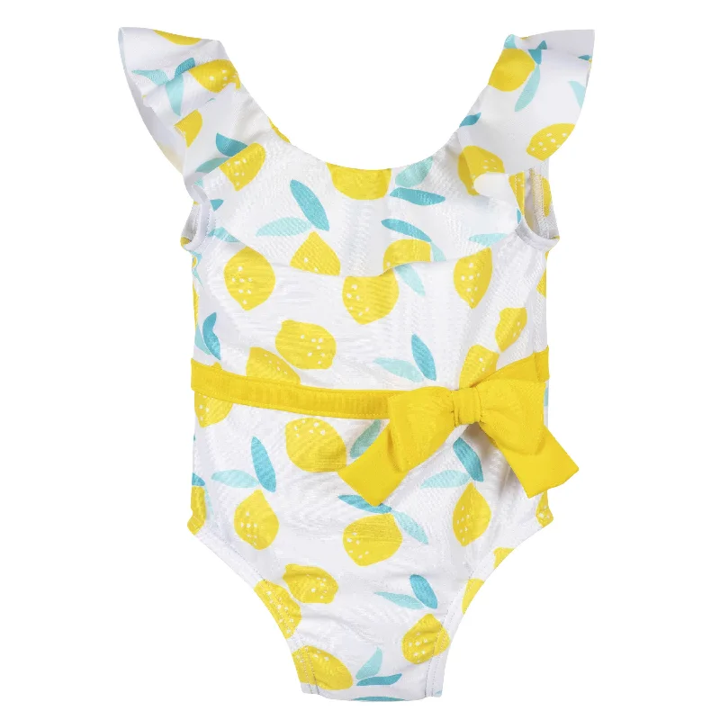 Chic-fit swimwear -Baby & Toddler Girls UPF 50+ Lemon Squeeze One-Piece Swimsuit With Ruffle