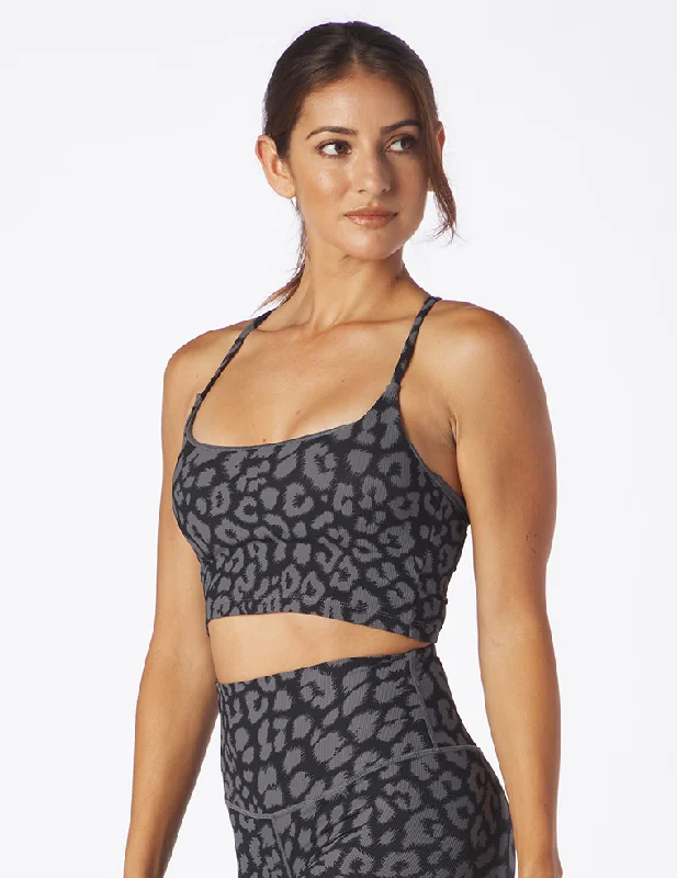 Graphite Blush Sports Bra for Speed -Pure Bra: Black Leopard