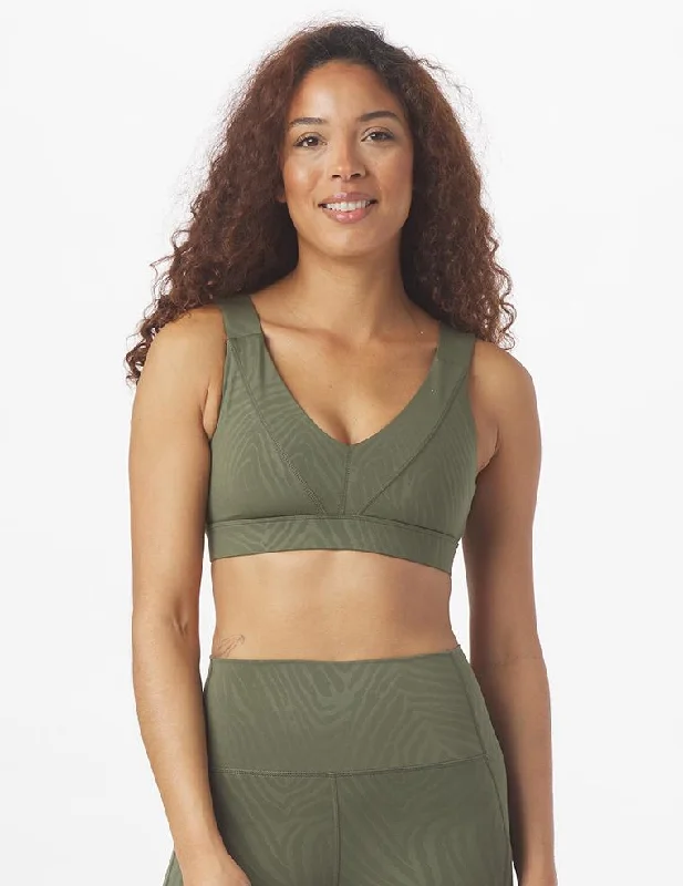 Citron Violet Sports Bra for Sleekness -Tide Bra: Moss Zebra Gloss