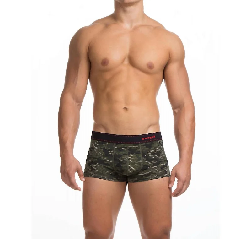 Emerald Geo Sports Bra for Hold -Force Of Nature Brazilian Trunk In Green Camo