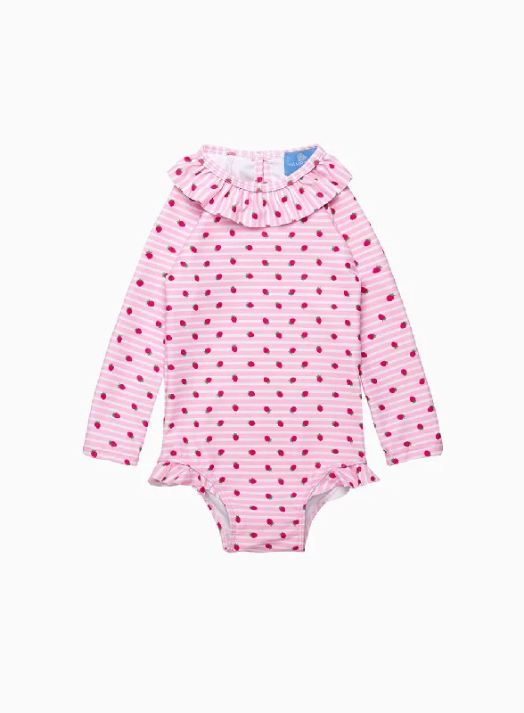 Chic-core swimwear -Baby Swimsuit in Pink Strawberry Stripe