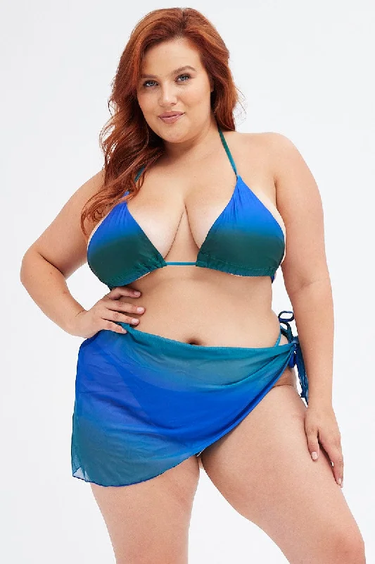 Grip-fit swimwear -Blue Tie Side Bikini Set