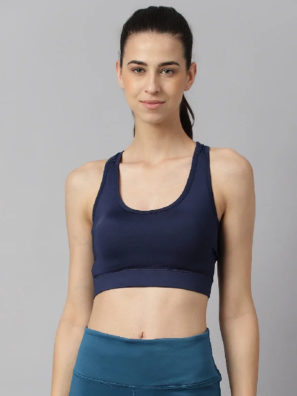 Blush Power Sports Bra for Layering -Alcis Women Navy Anti-Static Slim-Fit High Impact Sports Bra