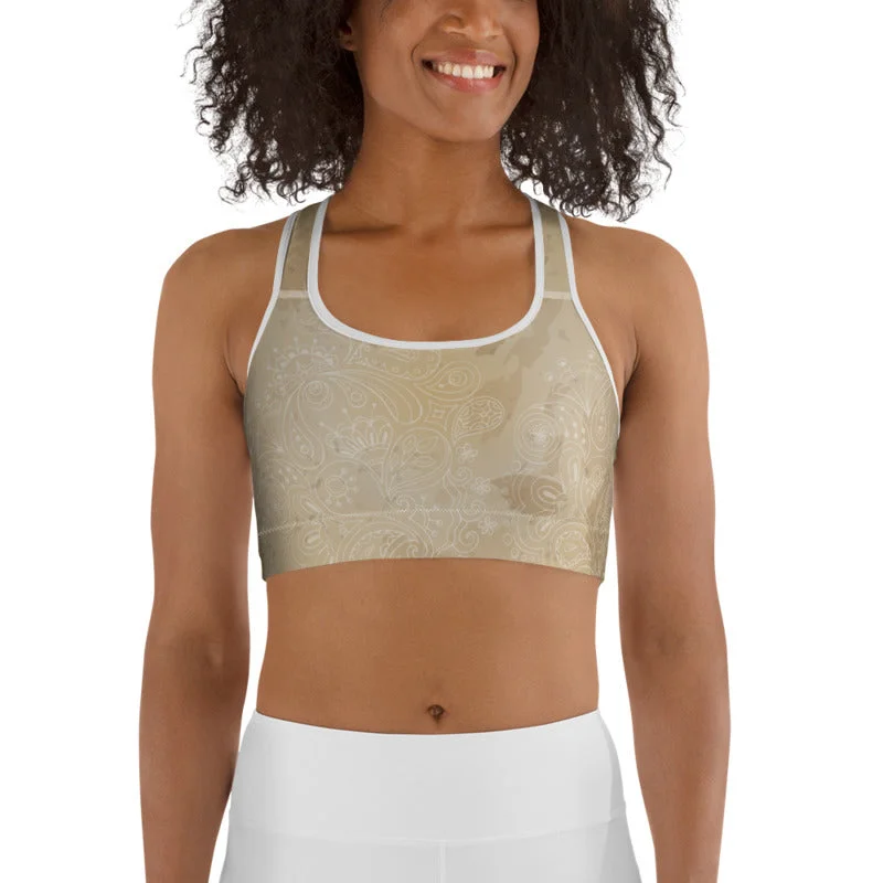 Emerald Geo Sports Bra for Hold -Vidya (Brown) Sports bra