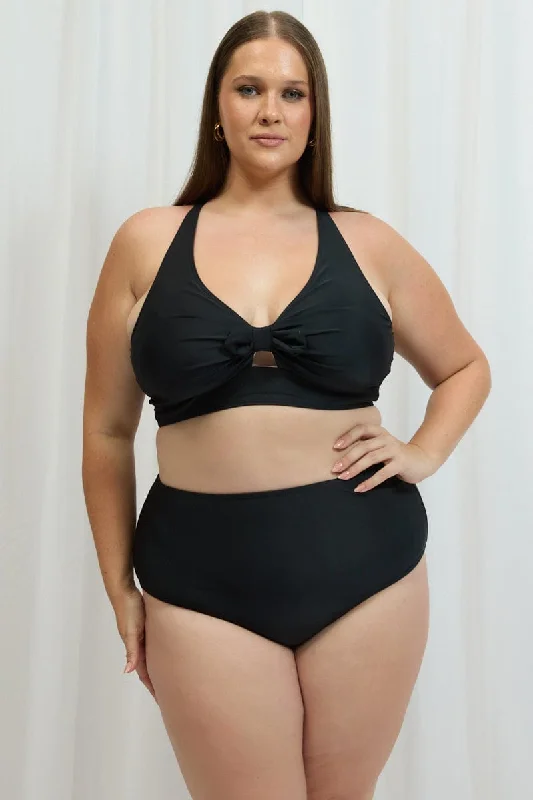 Water-core swimwear -Black Knot Front Bikini Set