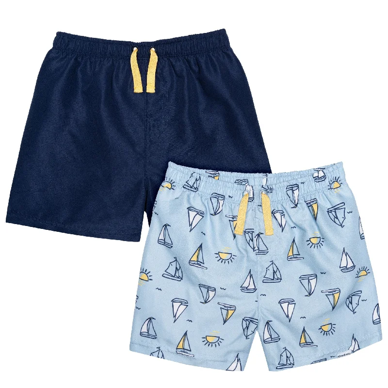 Water-core swimwear -2-Pack Baby & Toddler Boys UPF 50+ Sailboats Swim Trunks