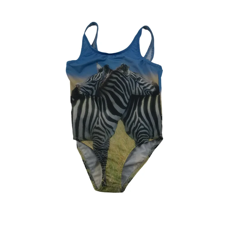 Blush Petite Sports Bra for Small Frames -Blue Zebra Swimsuit Age 4