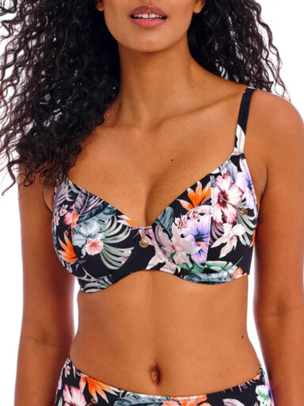 Stretch-core swimwear -Kamala Bay Plunge Bikini Top - Midnight