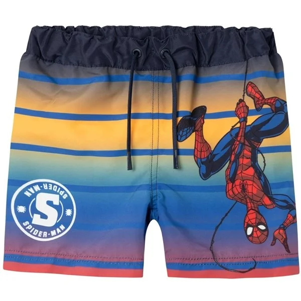 Plum Trek Sports Short for Pattern -Name it Dark Sapphire Melvin Spiderman Swim shorts