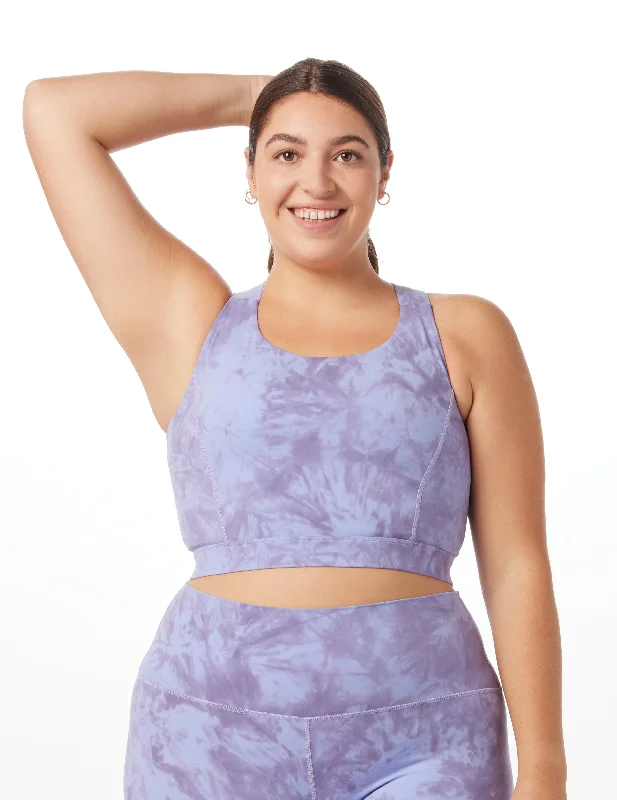 Coral Turquoise Sports Bra for Light Wear -Full Force Bra: Lilac Tie-Dye