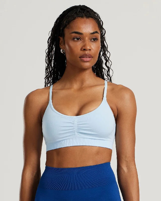 Emerald Plum Sports Bra for Hold -Define Scrunch Seamless Bralette | Powder Blue