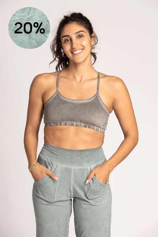 Pine Tall Sports Bra for Length -Stonewash Criss Cross Bra