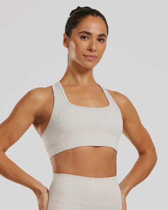 Emerald Force Sports Bra for Hiking -Motion Seamless Racer Back Bra | Stone