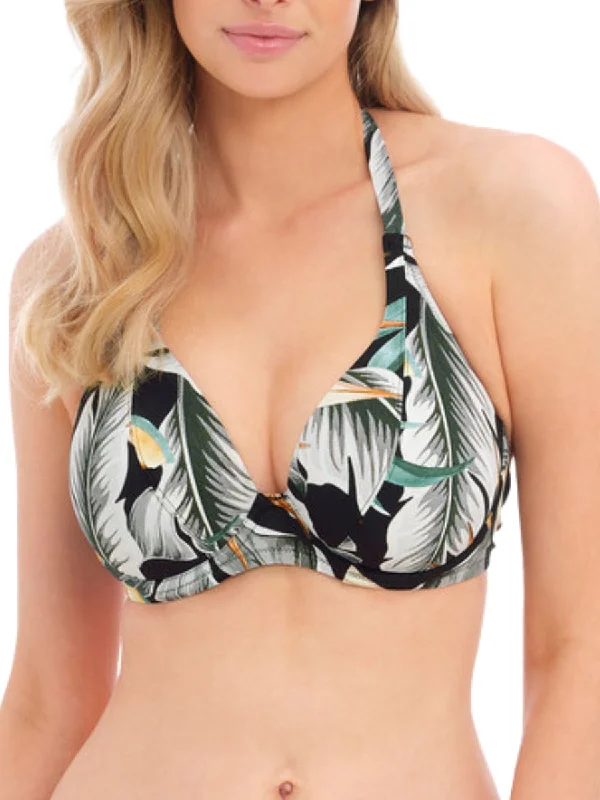 Zip-core swimwear -Bamboo Grove Halter Bikini Top - Jet