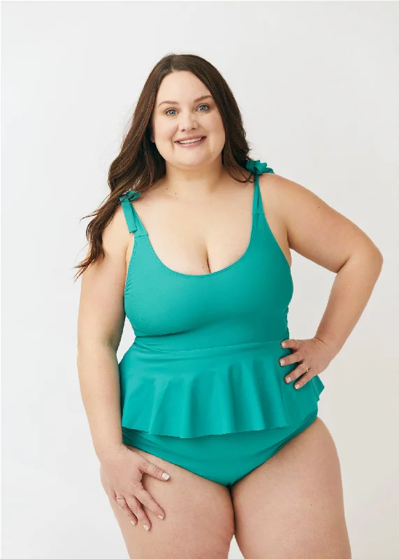 One-piece core swimwear -June Peplum Tied Shoulder Top -*FINAL SALE*