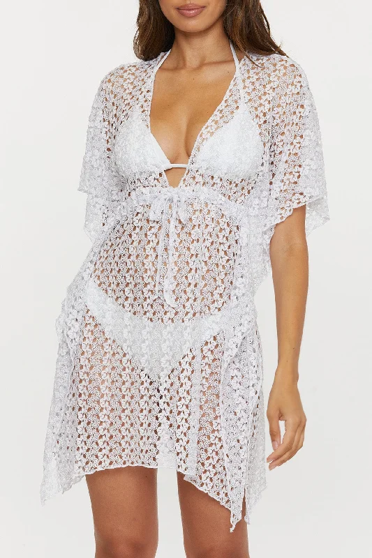 Blue fit swimwear -Becca Platinum White Lace Tunic