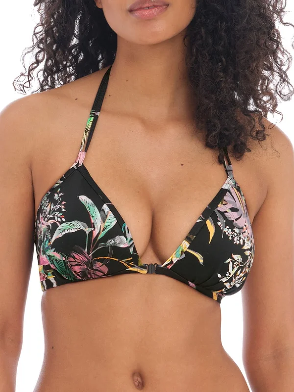 Sport-core swimwear -Tahiti Nights Triangle Bikini Top - Black