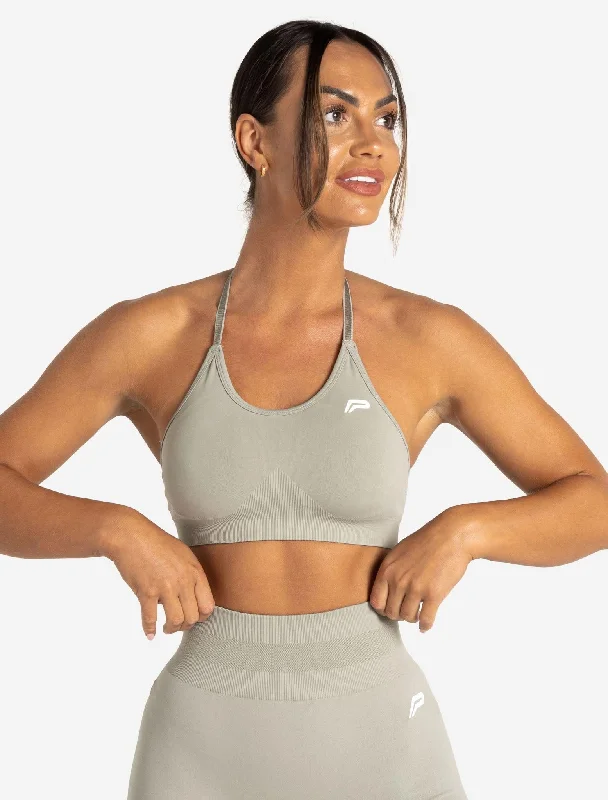 Graphite Layered Sports Bra for Ease -Scrunch Seamless Sports Bra - Sage