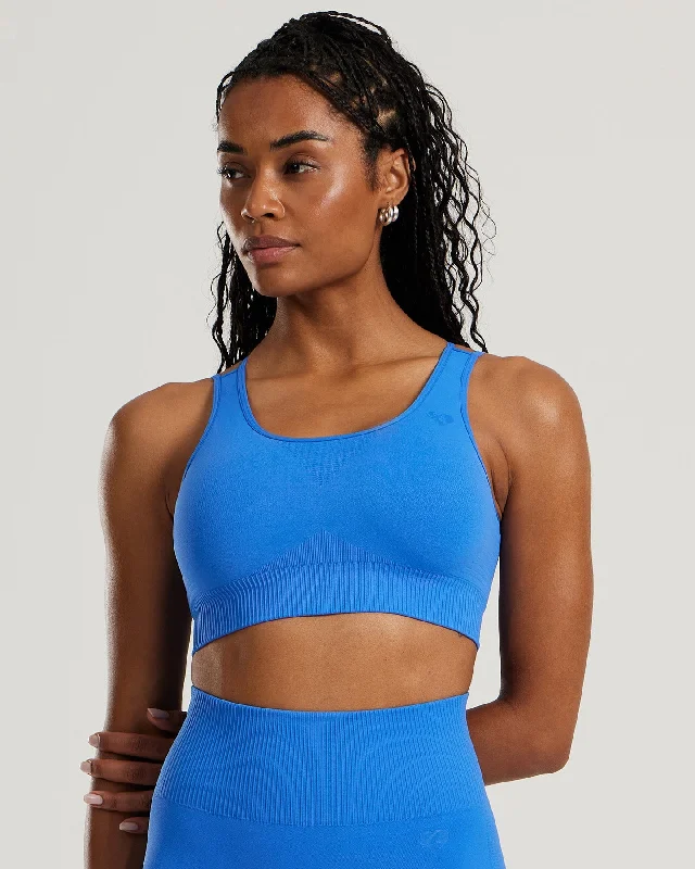 Blush Graphite Sports Bra for Flair -Power Seamless Sports Bra | French Blue