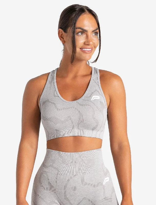 Graphite Vivid Sports Bra for Fitness -Sustainable Seamless Sports Bra - Cloud Grey