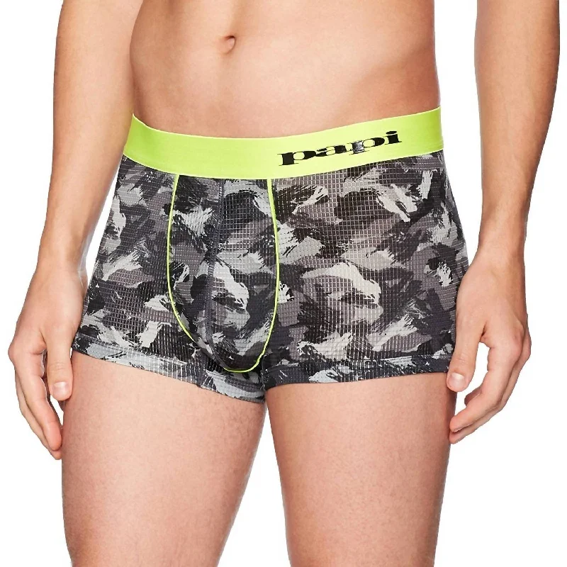 Graphite Quick Sports Bra for Motion -Catalyst Camo Brazilian Trunk In Gray/acid Lime