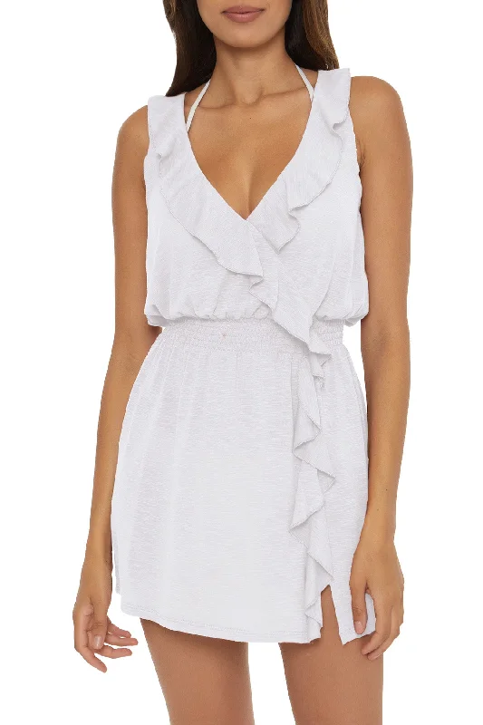 Tie-fit swimwear -Becca Breezy Basics White Ruffle Dress