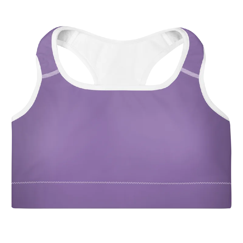 Firm Turquoise Sports Bra for Confidence -Solid Purple Womens Padded Sports Bra