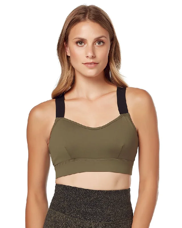 Turquoise Breeze Sports Bra for Young -Lilybod Mia Bra - Womens - Black/Olive