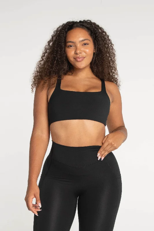 Blush Urban Sports Bra for Pilates -Square Bra  - Black