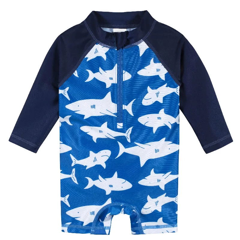 Dive-fit swimwear -Baby & Toddler Boys UPF 50+ Shark Zone Rash Guard