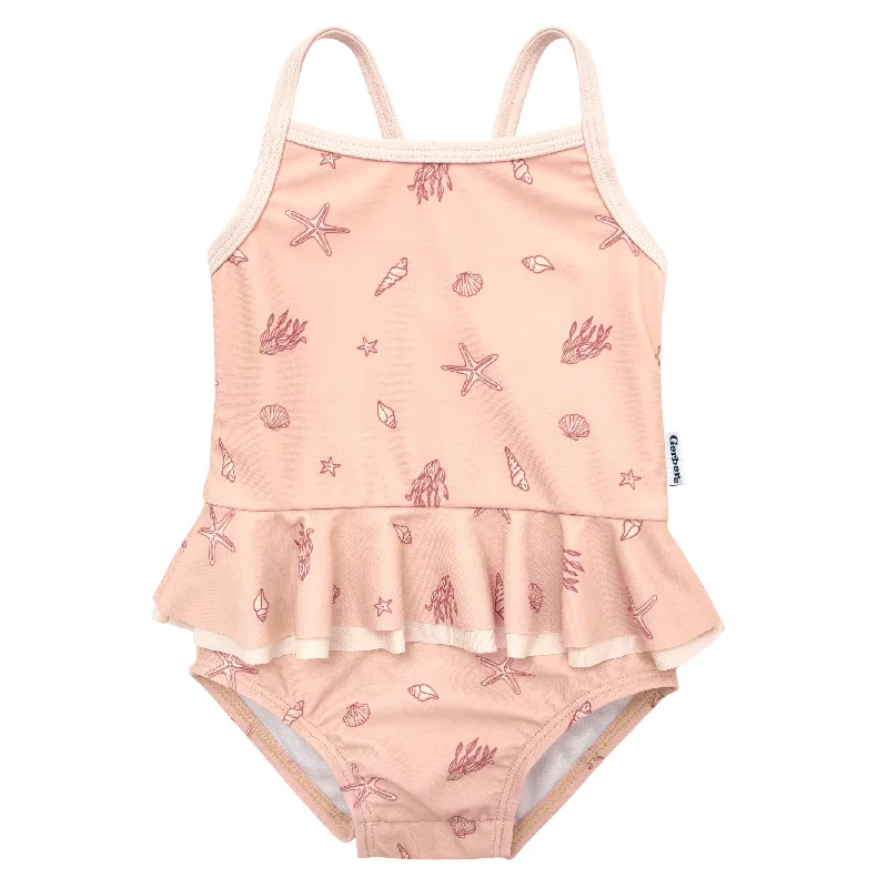 Sun-fit swimwear -Baby Girls UPF 50+ Seashells One-Piece Swimsuit