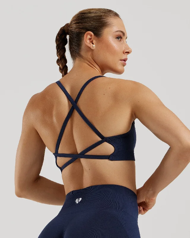 Plush Fit Sports Bra for Daily Wear -Define 2.0 Seamless Backless Bra | Sapphire Blue