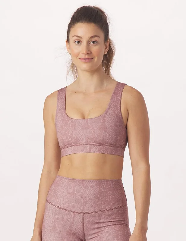 Emerald Plum Sports Bra for Hold -Splendid Bra: Lavender Bark Snake