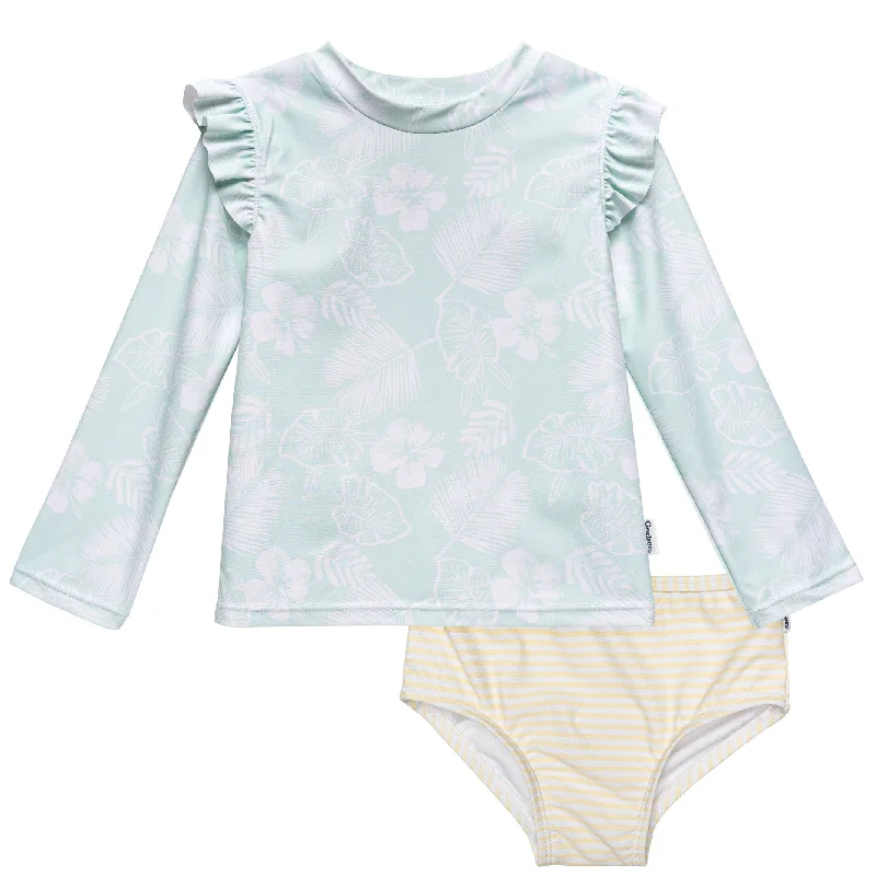 Dive-core swimwear -2-Piece Infant and Toddler Girls UPF 50+ Tropical Rash Guard & Swim Bottoms Set